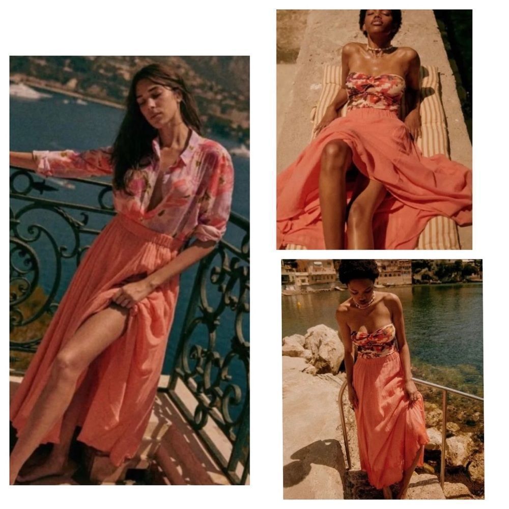 Sezane Coral Maxi Skirt
